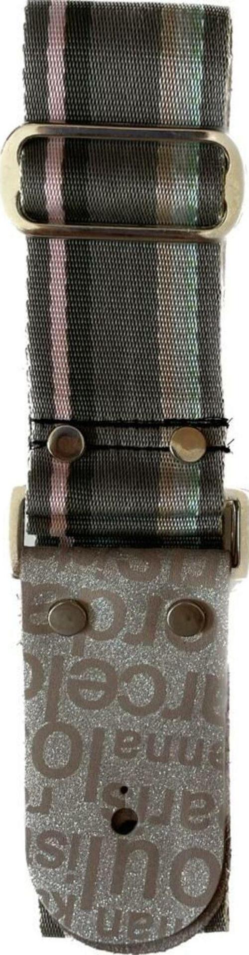 Striped Gray Deri Uçlu Gitar Askısı