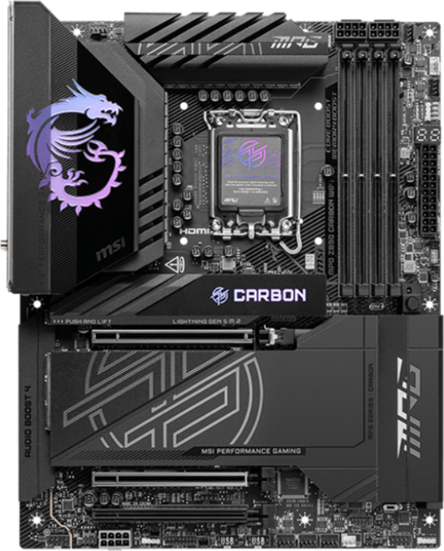 MPG Z890 Carbon WIFI Soket 1851 DDR5 9200MHZ(OC) WIFI 7 ATX Gaming (Oyuncu) Anakart