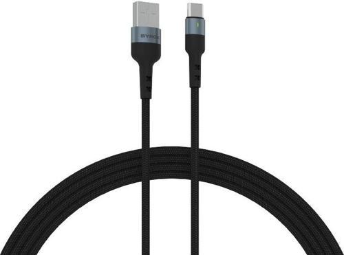 C135AT 3.0A 1.20mt Ledli Örgülü USB-A - Type-C Şarj & Data Kablosu - Siyah