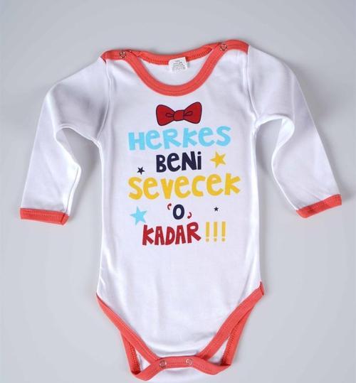 YENİ SEZON HERKES BENİ SEVECEK YAZILI BEBEK ÇOCUK UZUN KOL PAMUK BADY ZIBIN