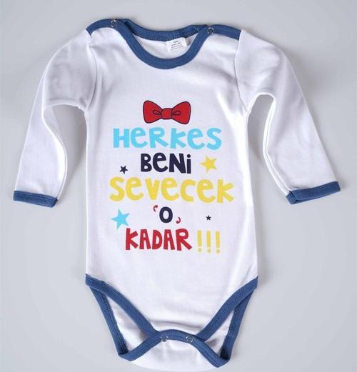 YENİ SEZON HERKES BENİ SEVECEK YAZILI BEBEK ÇOCUK UZUN KOL PAMUK BADY ZIBIN