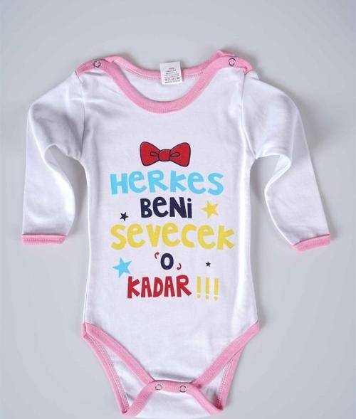 YENİ SEZON HERKES BENİ SEVECEK YAZILI BEBEK ÇOCUK UZUN KOL PAMUK BADY ZIBIN