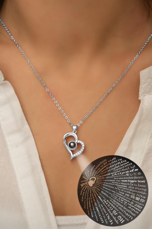 100 Dilde Seni Seviyorum Yazılı 925 Ayar Gümüş Rodyum Kaplama Kolye