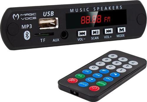 Magıcvoıce M515 Oto Teyp Usb/Sd/Mıc/Bluetooth Kumandalı Mikrofonlu Oto Teyp Çevirici Dijital Player Board (12V-500Ma)