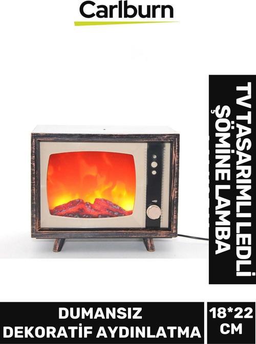 Özel Üretim Dekoratif Piili Pirize Fiş Takılabilir Dumansız Tv Tasarımlı Ledli Şömine Lamba