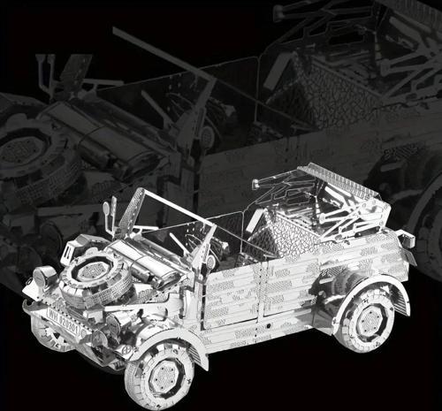 3D Metal Puzzle Bulmaca Alman Volkswagen Kübelwagen 65 Parça 14+ yaş üstü