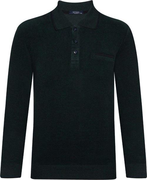 Rahat Kalıp Polo Yaka Selanik Desen Cep Detaylı Yeşil Erkek Triko