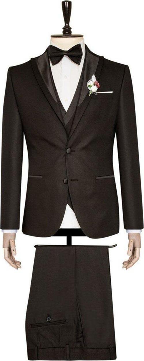 Yelekli Siyah Slim Fit Damatlık Takım Elbise