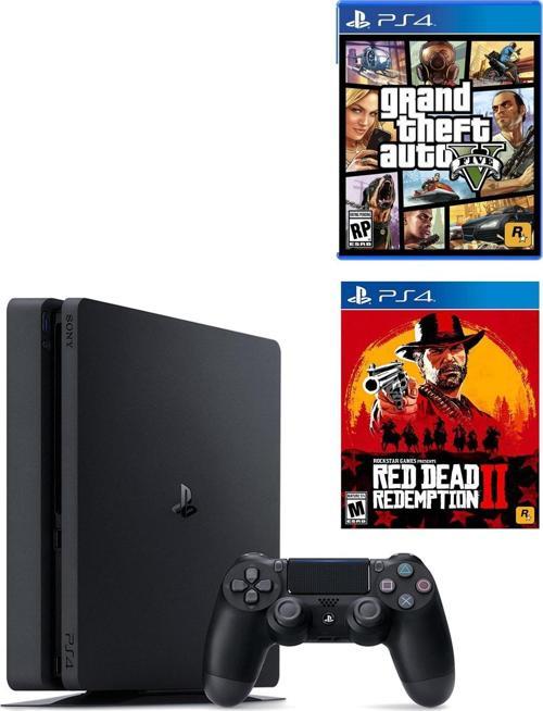 Playstation 4 Slim 500 GB + PS4 GTA 5 + PS4 Red Dead Redemption 2