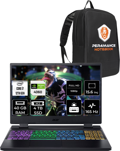 Nitro 5 i7 12650H 40GB 4TB SSD RTX4060/8GB 165Hz FHD 15.6" FDOS Gaming Laptop