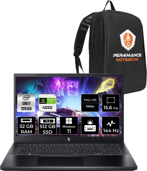 Nitro V 15 i7 13620H 32GB 512GB SSD RTX4050/6GB 144Hz FHD 15.6" W11H Gaming Laptop