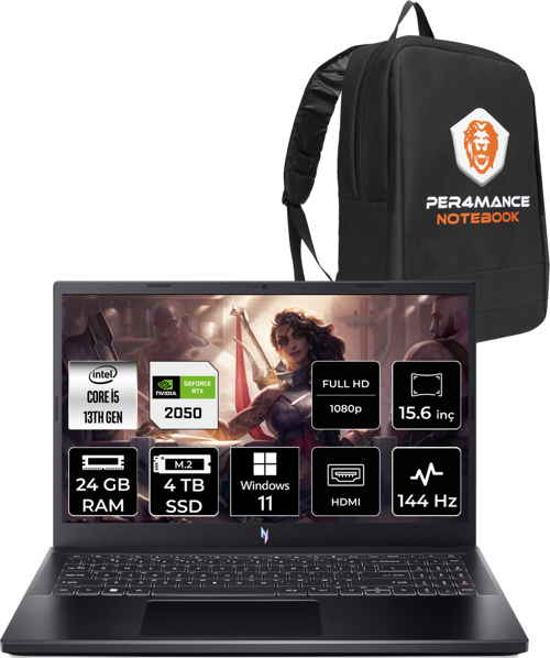 Nitro V 15 i5 13420H 24GB 4TB SSD RTX2050/4GB 144Hz FHD 15.6" W11P Gaming Laptop