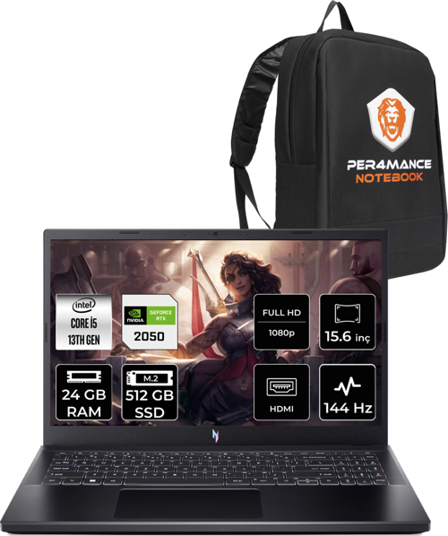 Nitro V 15 i5 13420H 24GB 512GB SSD RTX2050/4GB 144Hz FHD 15.6" FDOS Gaming Laptop