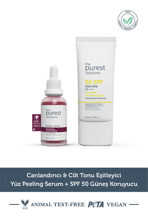 Canlandırıcı ve Ton Eşitleyici Yüz Peeling Serum + Spf 50+ Güneş Koruyucu