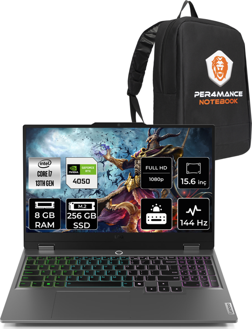 LOQ i7 13650HX 8GB 256GB SSD RTX4050/6GB 105W 144Hz FHD 15.6" FDOS Gaming Laptop