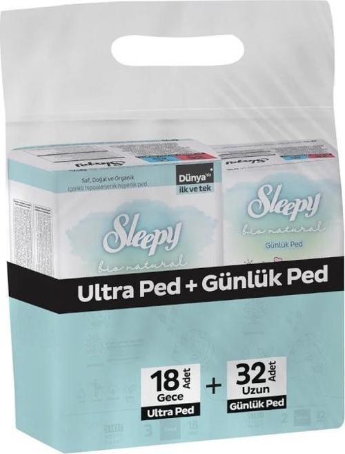 Bio Natural Ultra Ped Gece 18 Adet + Günlük Ped Uzun 32 Adet Avantaj Paketi