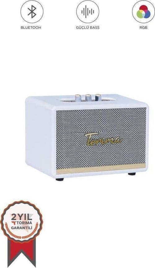 D35 Beyaz Nostalji Kablosuz Bluetooth Hoparlör