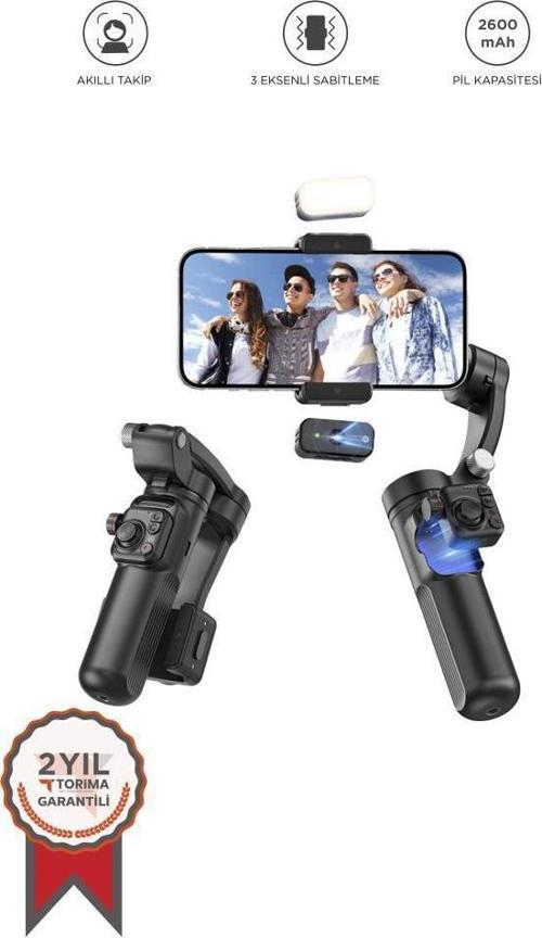 M02 Yüz Takip 180° Gimbal Özellikli Telefon Tutucu Akıllı Tripod Video Selfie Çubuğu