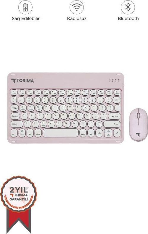 TMK-08 Pembe Kablosuz Bluetooth Klavye Mouse Seti