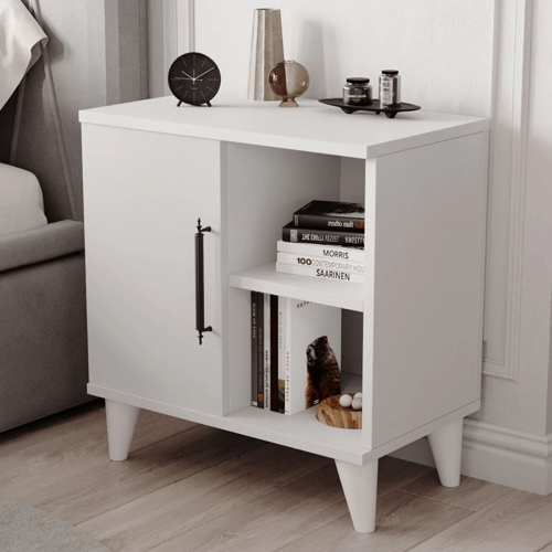 Home Enda Kommen Tek Kapaklı 2 Açık Bölmeli Komodin Beyaz