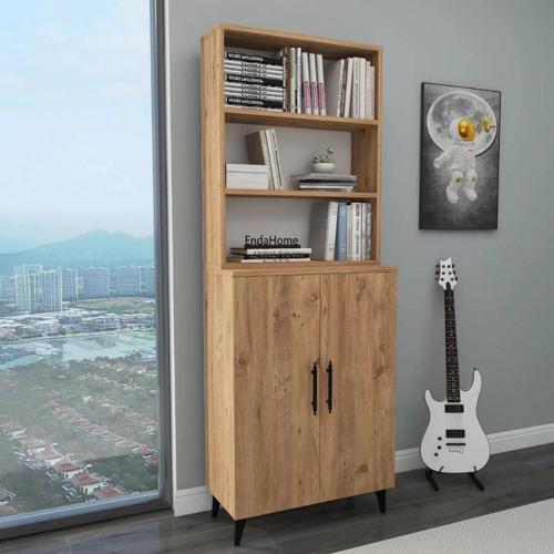 Home Enda Oras 6 Raflı 2 Kapaklı Klasik Kitaplık Atlantik Çam