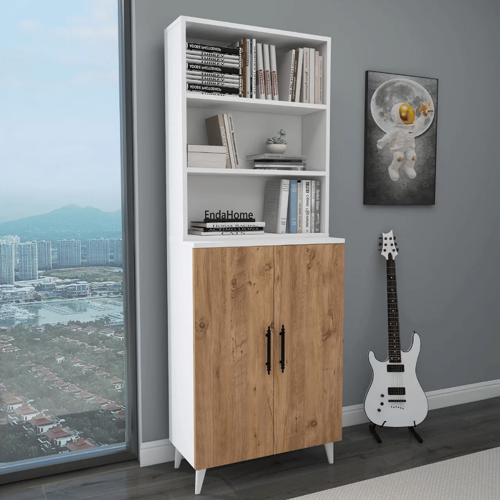 Home Enda Oras 6 Raflı 2 Kapaklı Klasik Kitaplık Atlantik Çam - Beyaz
