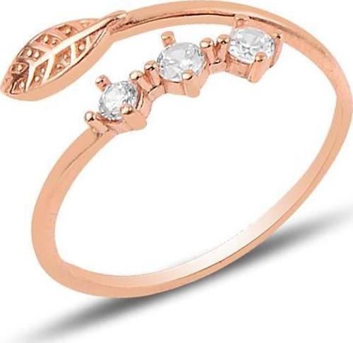 Gümüş ayarlamalı yaprak modeli yüzük