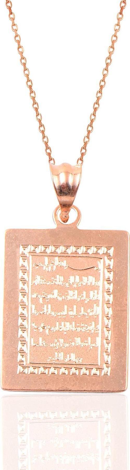 Gümüş Ayetel kürsü yazılı plaka kolye