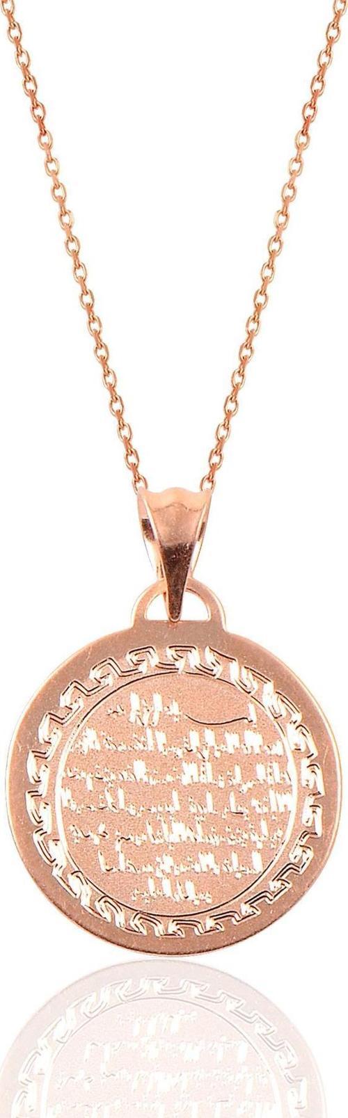 Gümüş Ayetel kürsü yazılı plaka kolye 