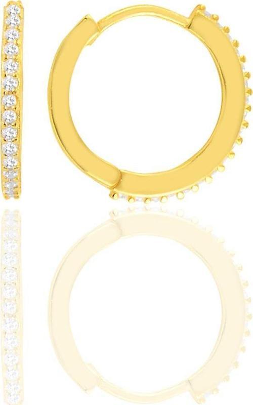 Gümüş altın yaldızlı 14 mm halka küpe 