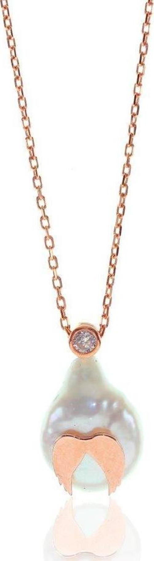 Barok inci üstü kanat deseni kolye 