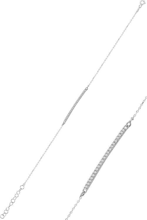 Çubuk Model Zirkon Taşlı Rodyum Kaplama Gümüş Bileklik SGTL10092RODAJ 