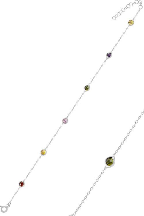 Gümüş renkli sıra taşlı bileklik 