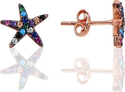 Gümüş renkli taşlı deniz yıldızı modeli küpe 