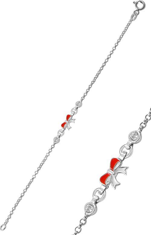 Gümüş mineli zirkon taşlı fiyonk modeli bileklik 