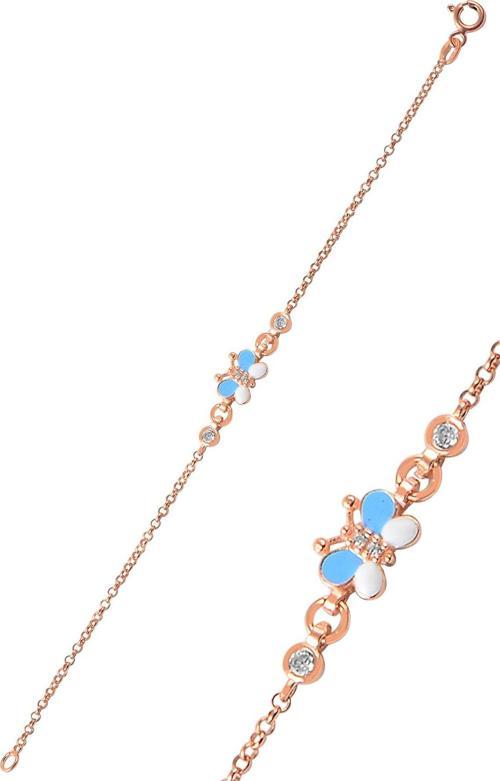 Gümüş mineli zirkon taşlı kelebek modeli bileklik 