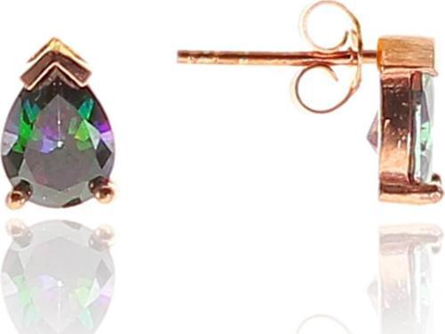 Gümüş mistik taşlı mini damla küpe 