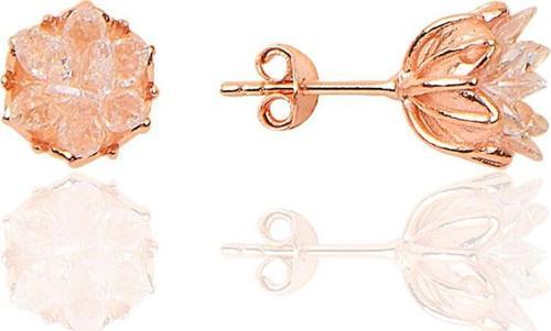 Gümüş Lotus çiçeği modeli (beyaz)zirkon taşlı küpe 