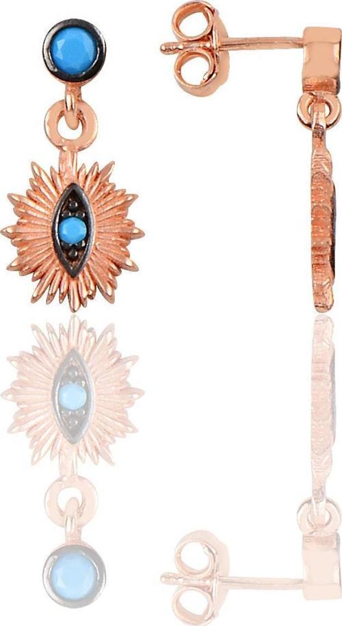 Gümüş göz model turkuaz taşlı küpe 