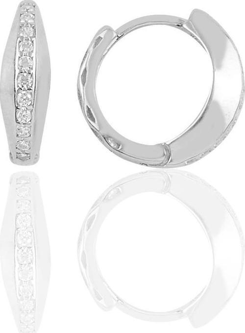 Gümüş rodyumlu modern tasarımlı halka küpe