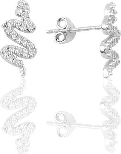 Gümüş rodyumlu yılan modeli küpe