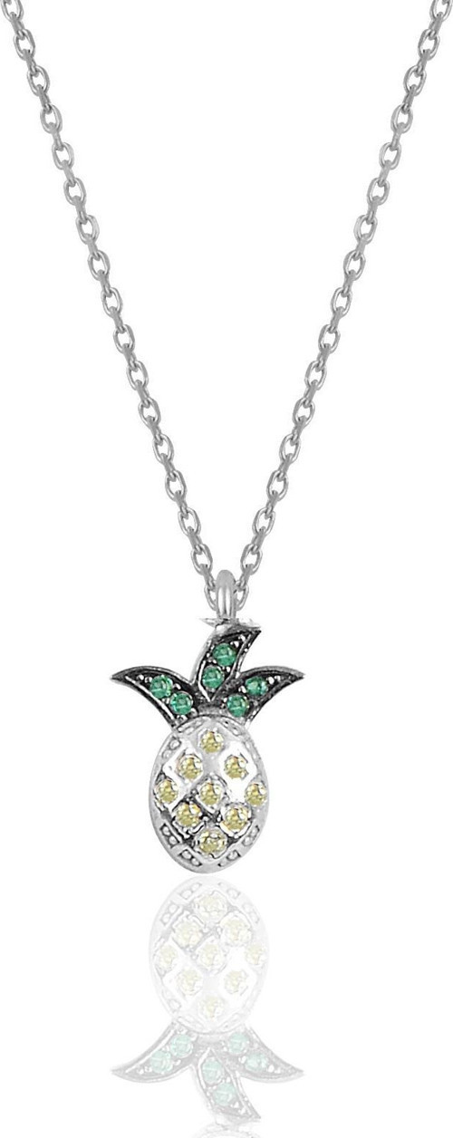 Gümüş rodyumlu zirkon taşlı ananas modeli kolye