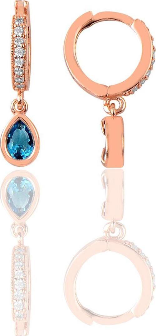 Gümüş taşlı damla modeli halka küpe