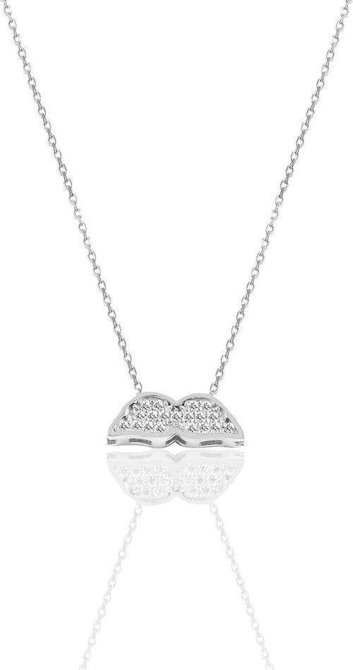 Gümüş rodyumlu zirkon taşlı kanat kolye 