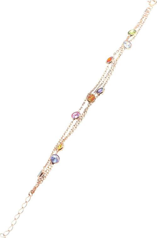 Gümüş rose renkli sıra taşlı bileklik 