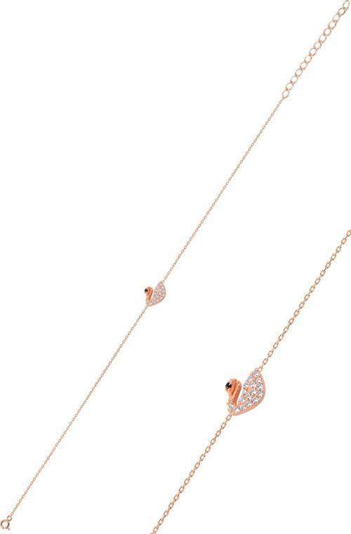 Gümüş rose zirkon taşlı kuğu bileklik 