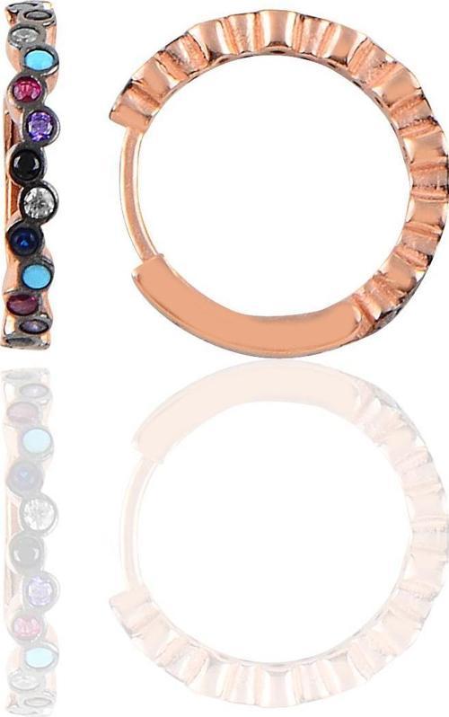 Gümüş rose 17 mm renkli sıra taşlı halka küpe 