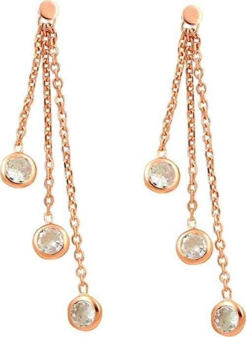 Gümüş rose zirkon taşlı sallamalı küpe 