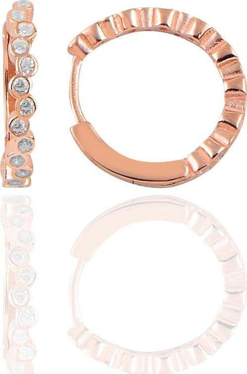 Gümüş rose 17 mm sıra taşlı halka küpe 