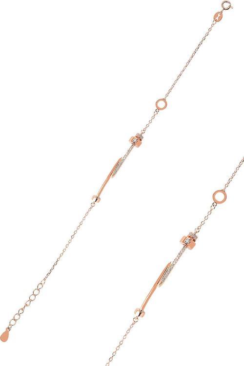 Gümüş rose zirkon taşlı yeni tarz çivili model bileklik 